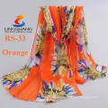 Lingshang new women's fashion long soft wrap lady shawl silk feel mulit-style chiffon scarf